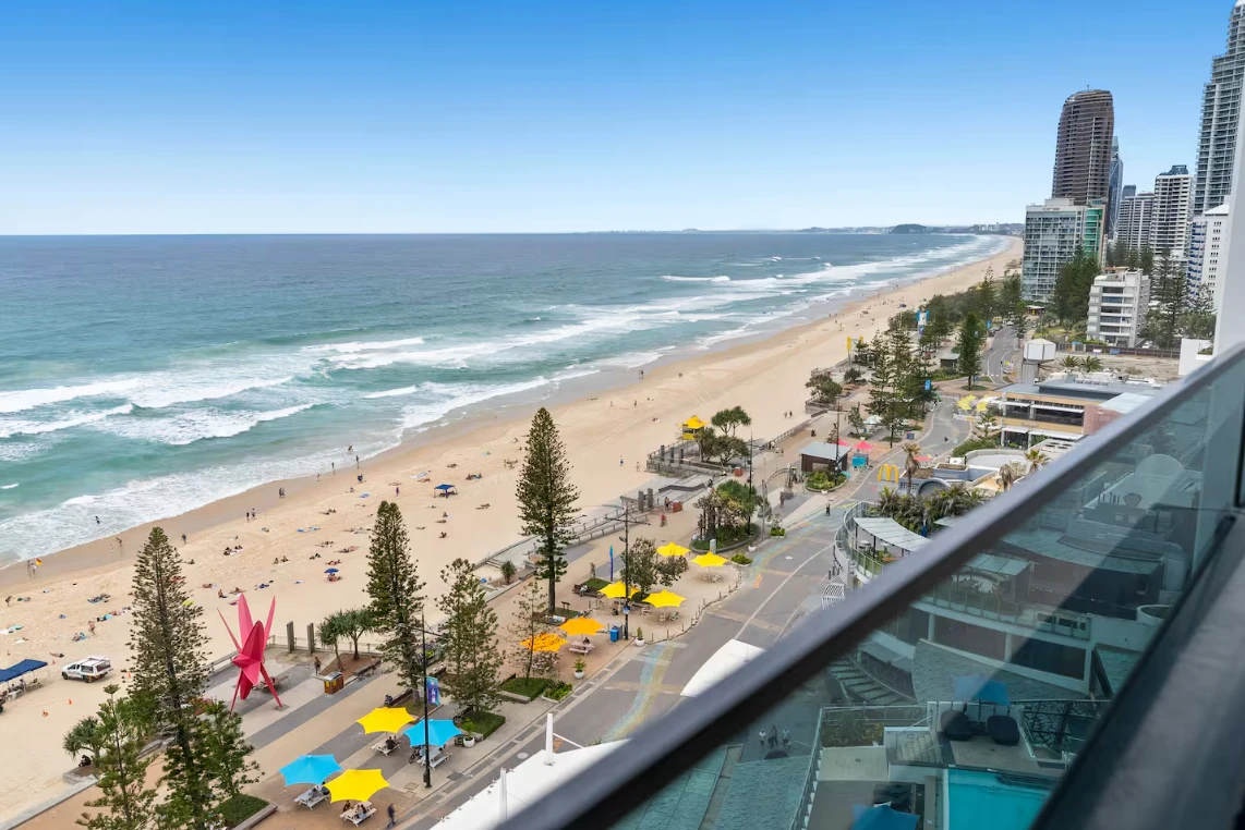 View of Surfers Paradise beach from the balcony